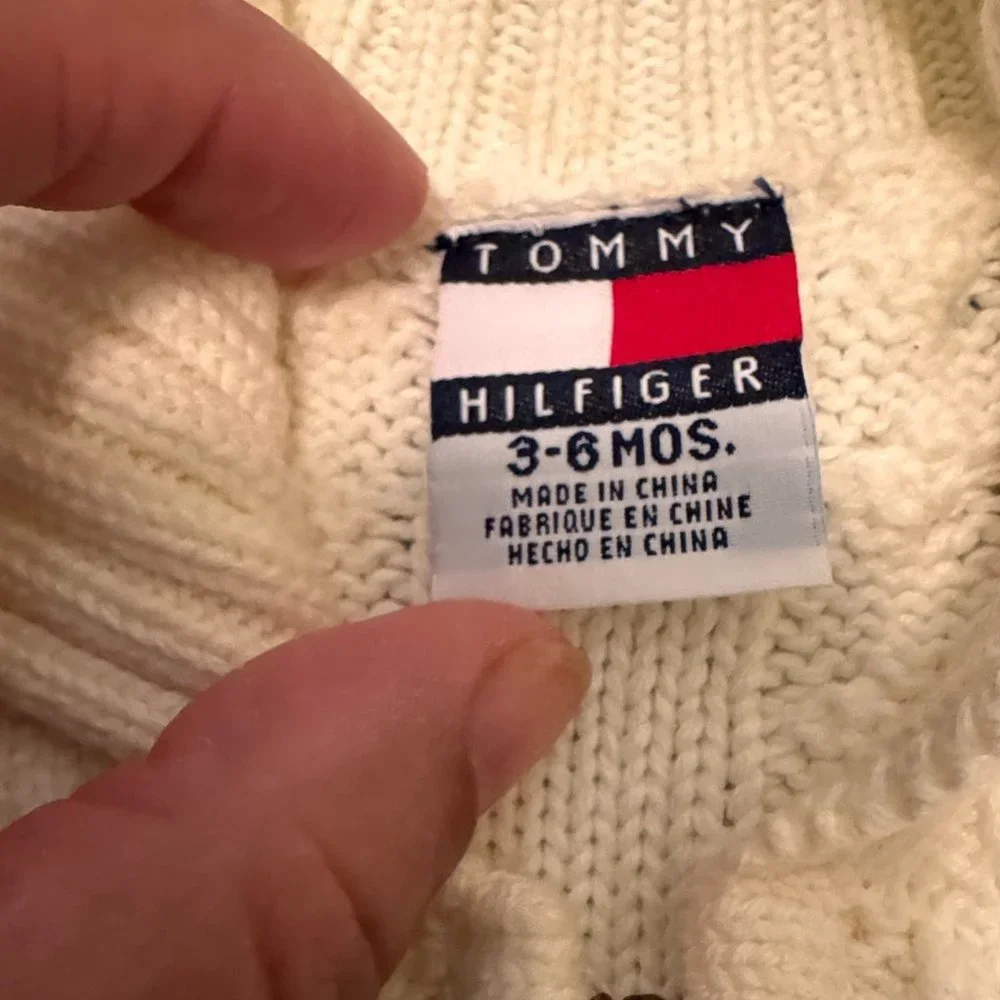 Tommy Hilfiger 100% cotton  size 3-6 months cable knit 2 piece sweater and skirt